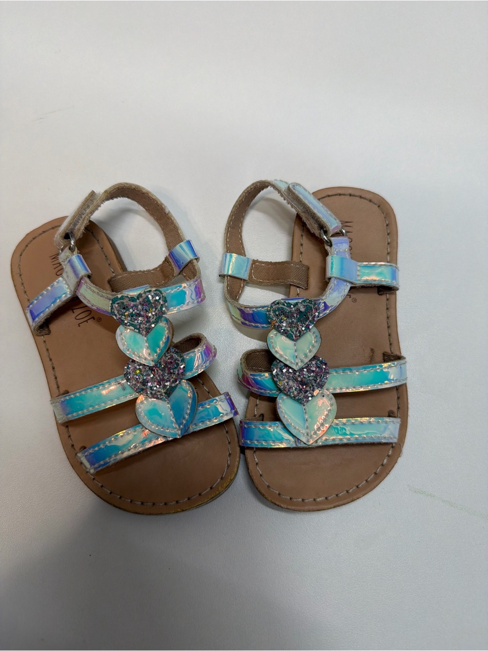 Maggie & Zoe Iridescent Heart Strap Sandals